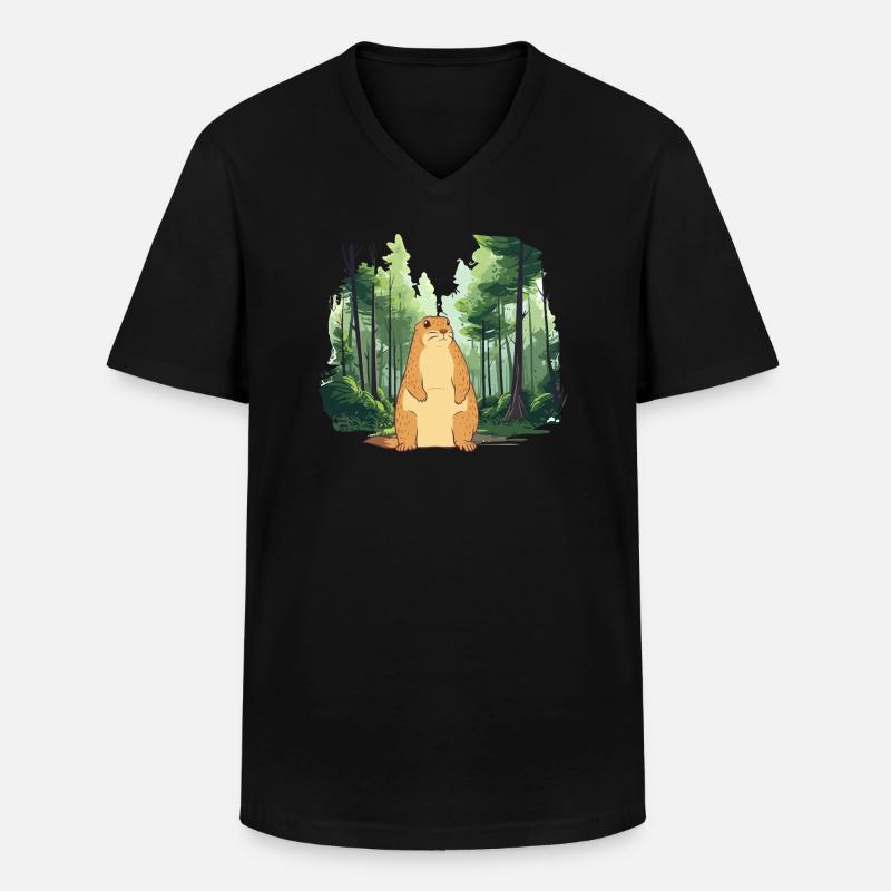 Starke Murmeltier-Naturlandschaft - Männer-T-Shirt mit V-Ausschnitt - Schwarz