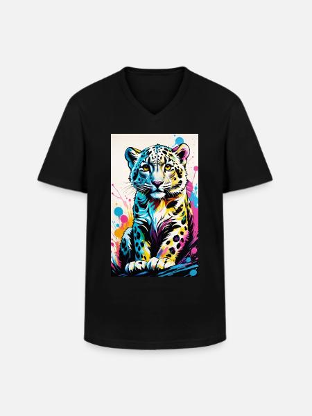 Schneeleopard | Leopard | Raubtier - Männer-T-Shirt mit V-Ausschnitt - Schwarz
