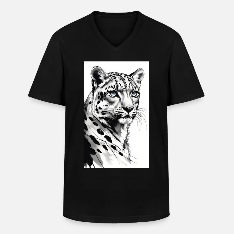 Schneeleopard | Leopard | Raubtier - Männer-T-Shirt mit V-Ausschnitt - Schwarz