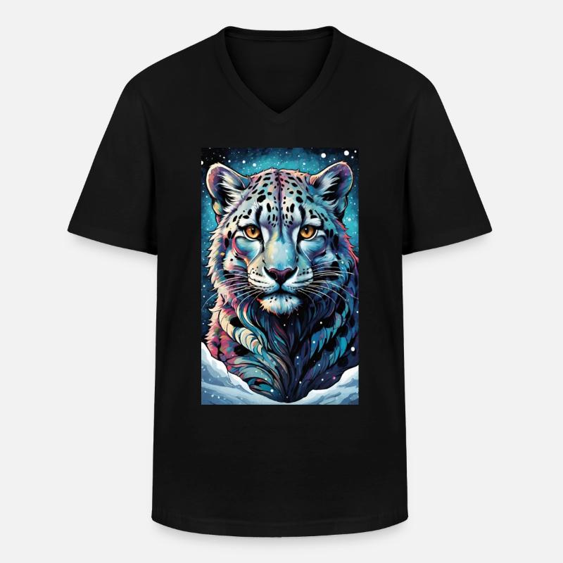Schneeleopard | Leopard | Raubtier - Männer-T-Shirt mit V-Ausschnitt - Schwarz