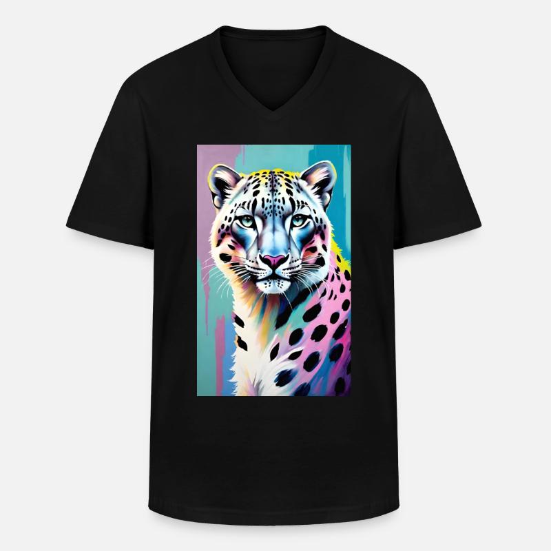 Schneeleopard | Leopard | Raubtier - Männer-T-Shirt mit V-Ausschnitt - Schwarz