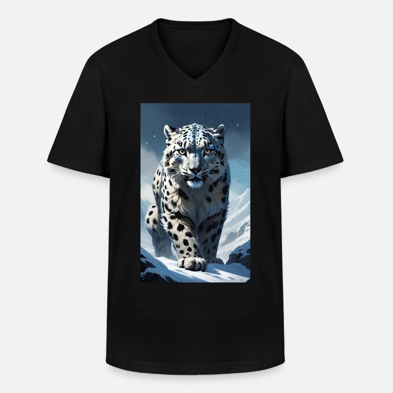 Schneeleopard | Leopard | Raubtier - Männer-T-Shirt mit V-Ausschnitt - Schwarz