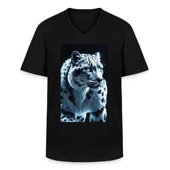Schneeleopard | Leopard | Raubtier - Männer-T-Shirt mit V-Ausschnitt - Schwarz - Vorne - AI Model Male 178 dark (178cm)