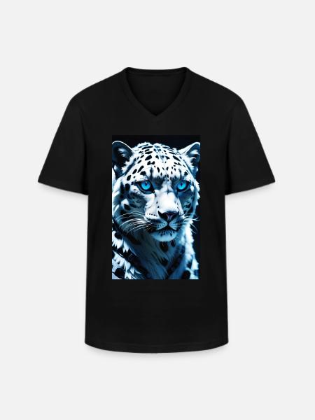 Schneeleopard | Leopard | Raubtier - Männer-T-Shirt mit V-Ausschnitt - Schwarz