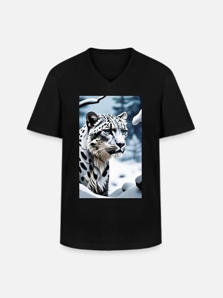 Schneeleopard | Leopard | Raubtier - Männer-T-Shirt mit V-Ausschnitt - Schwarz