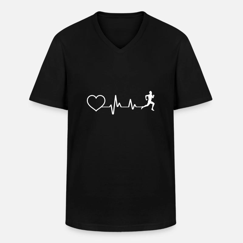 Running Heartbeat Runner Trailrun Triatleta - Maglietta da uomo classica con scollo a V - nero