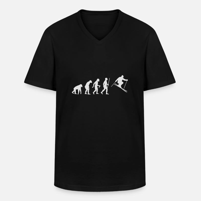 Ski Evolution - Männer-T-Shirt mit V-Ausschnitt - Schwarz