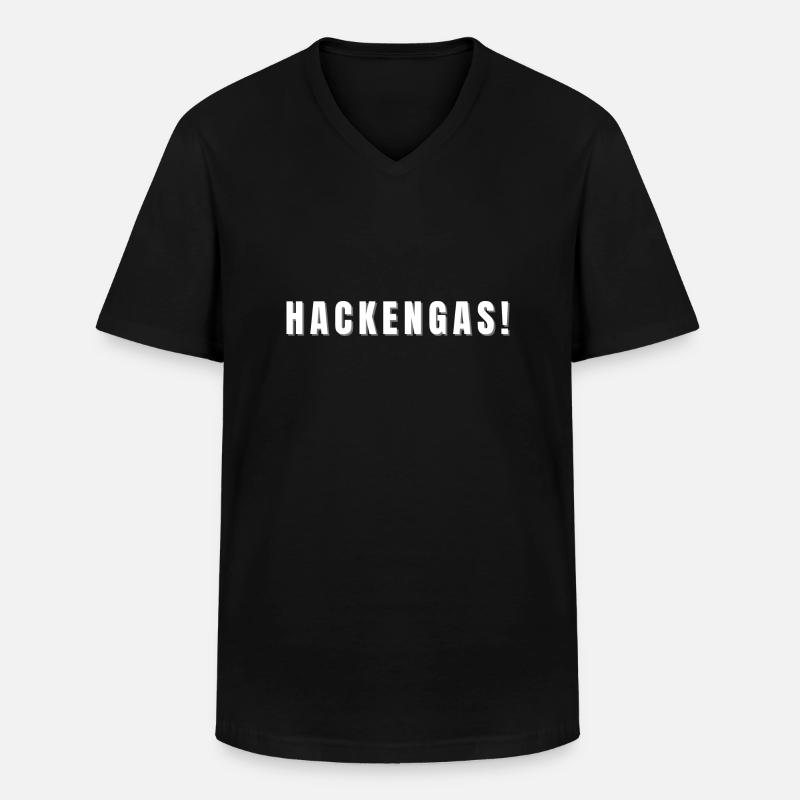 Hackengas! Jetzt aber flott! - Männer-T-Shirt mit V-Ausschnitt - Schwarz