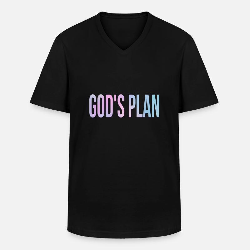 God's Plan - Männer-T-Shirt mit V-Ausschnitt - Schwarz
