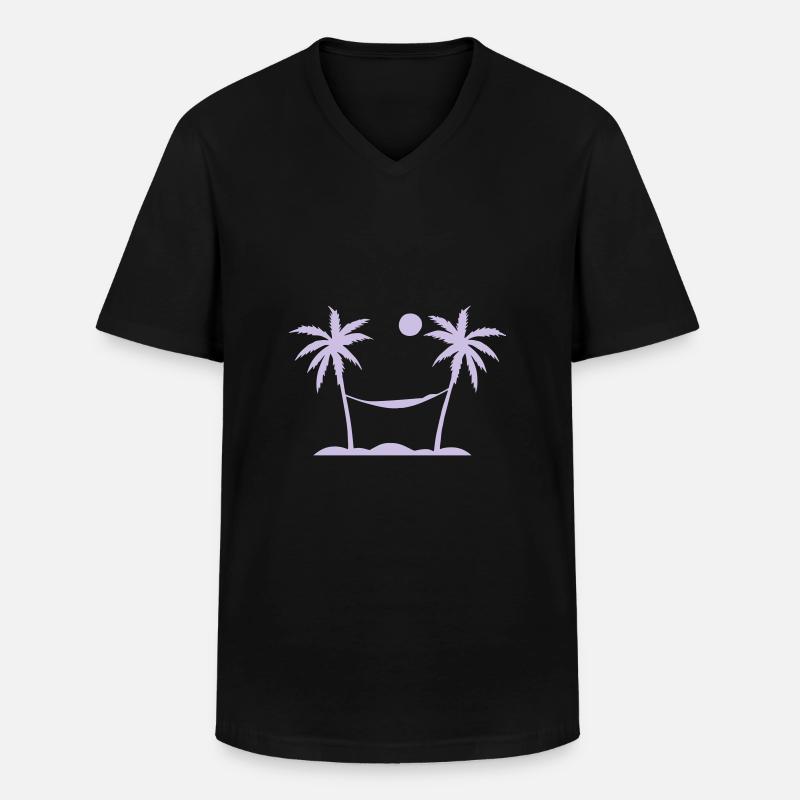Palmen, Hängematte, Sonne - Männer-T-Shirt mit V-Ausschnitt - Schwarz