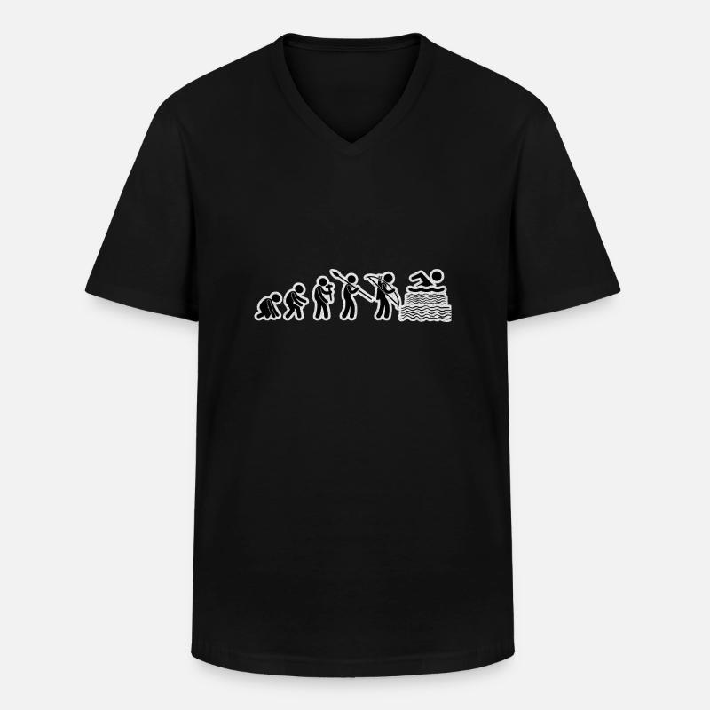 Evolution Swimming Black Grunge - Männer-T-Shirt mit V-Ausschnitt - Schwarz