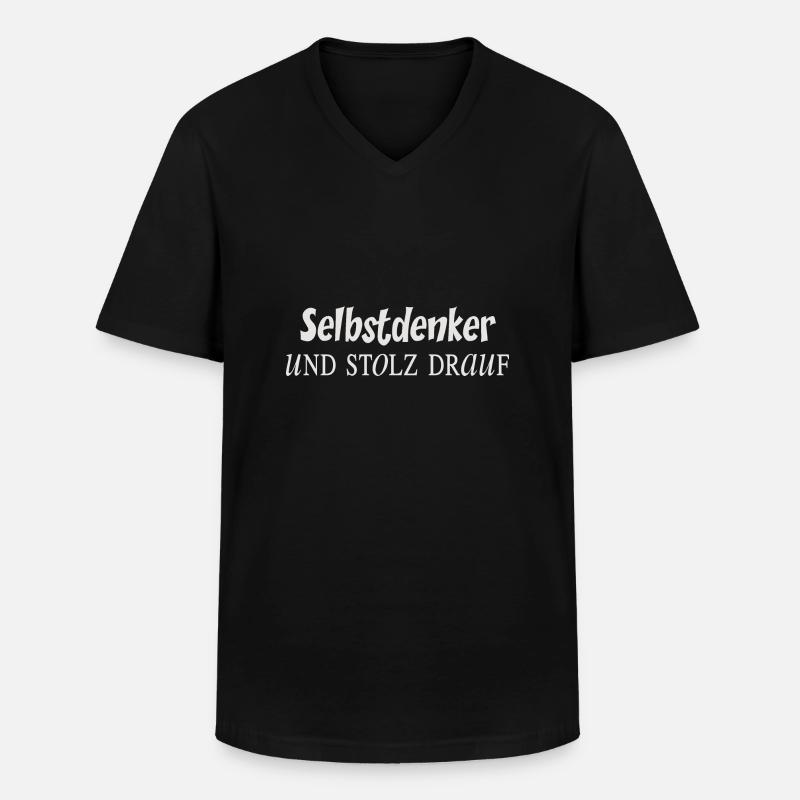 selbstdenker hell 2 - Männer-T-Shirt mit V-Ausschnitt - Schwarz