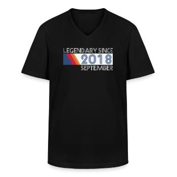 Retro SiFi Legendary since September 2018 - Birth - Men's V-Neck T-Shirt - black - Front - AI Model Male 178 dark (178cm)