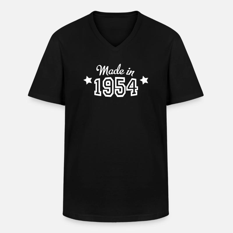 1954 - Männer-T-Shirt mit V-Ausschnitt - Schwarz
