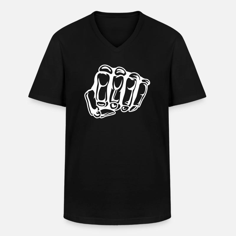 skull faust - Männer-T-Shirt mit V-Ausschnitt - Schwarz