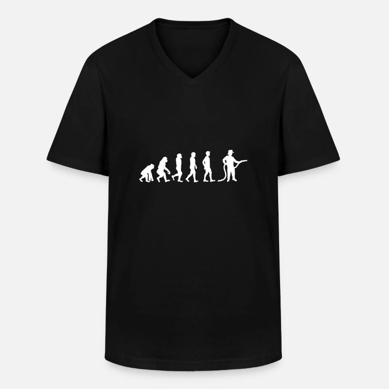 Evolution Feuerwehrmann weiß - Männer-T-Shirt mit V-Ausschnitt - Schwarz