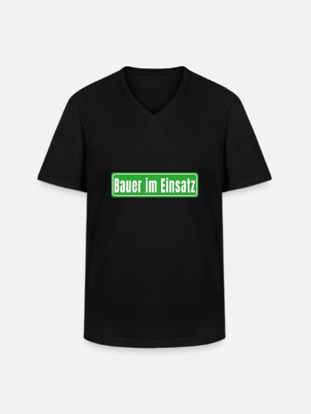 Bauer im Einsatz - Männer-T-Shirt mit V-Ausschnitt - Schwarz