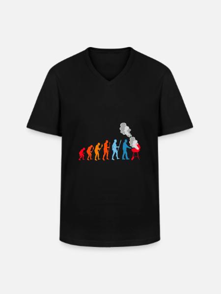 BBQ Evolution Barbecue Meat Grilling - Men's V-Neck T-Shirt - black