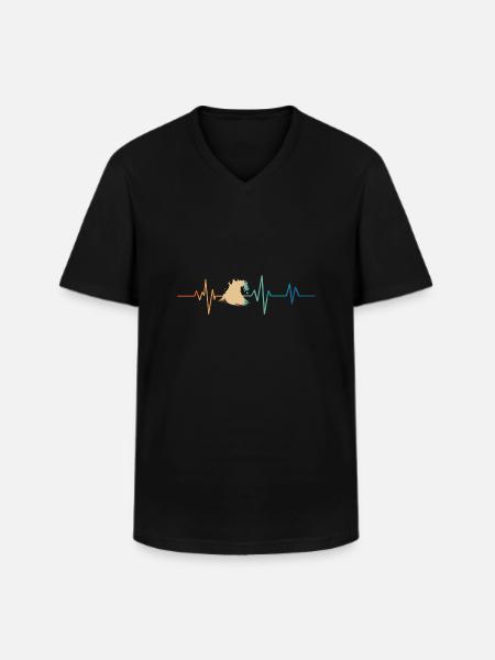 Retro Wave Surfer Heartbeat - Men's V-Neck T-Shirt - black