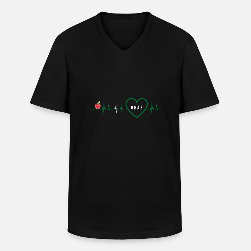 Graz Frequenz Puls Herz - Männer-T-Shirt mit V-Ausschnitt - Schwarz