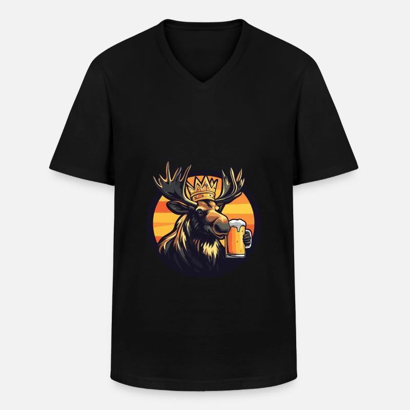 Elch Bier - Männer-T-Shirt mit V-Ausschnitt - Schwarz