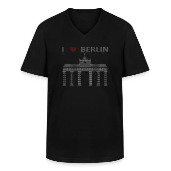 J’adore Berlin ASCII - T-shirt col V Homme - noir - Devant - AI Model Male 178 dark (178cm)