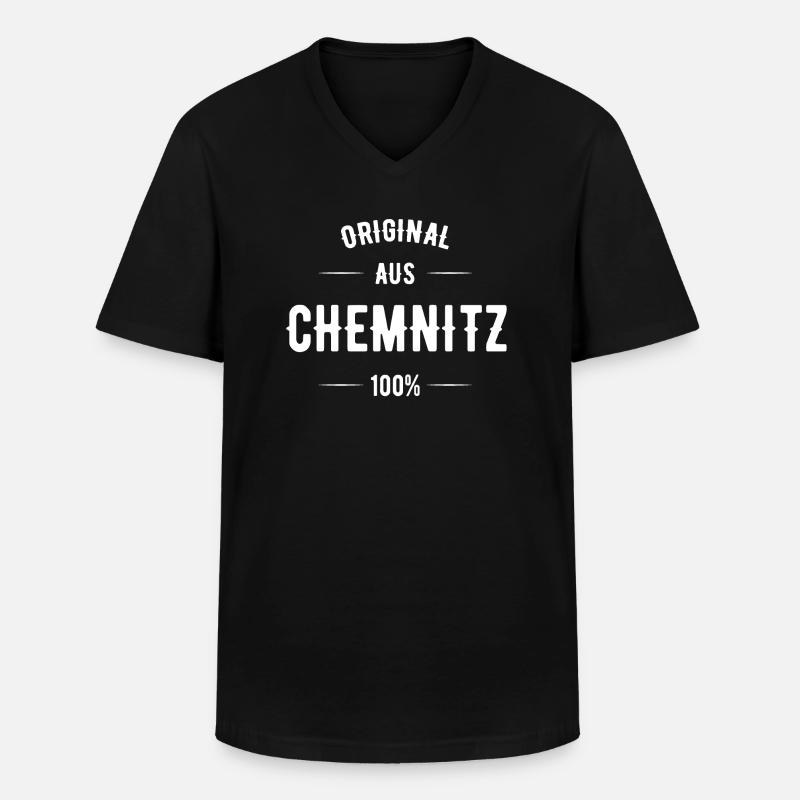 Chemnitz - Männer-T-Shirt mit V-Ausschnitt - Schwarz