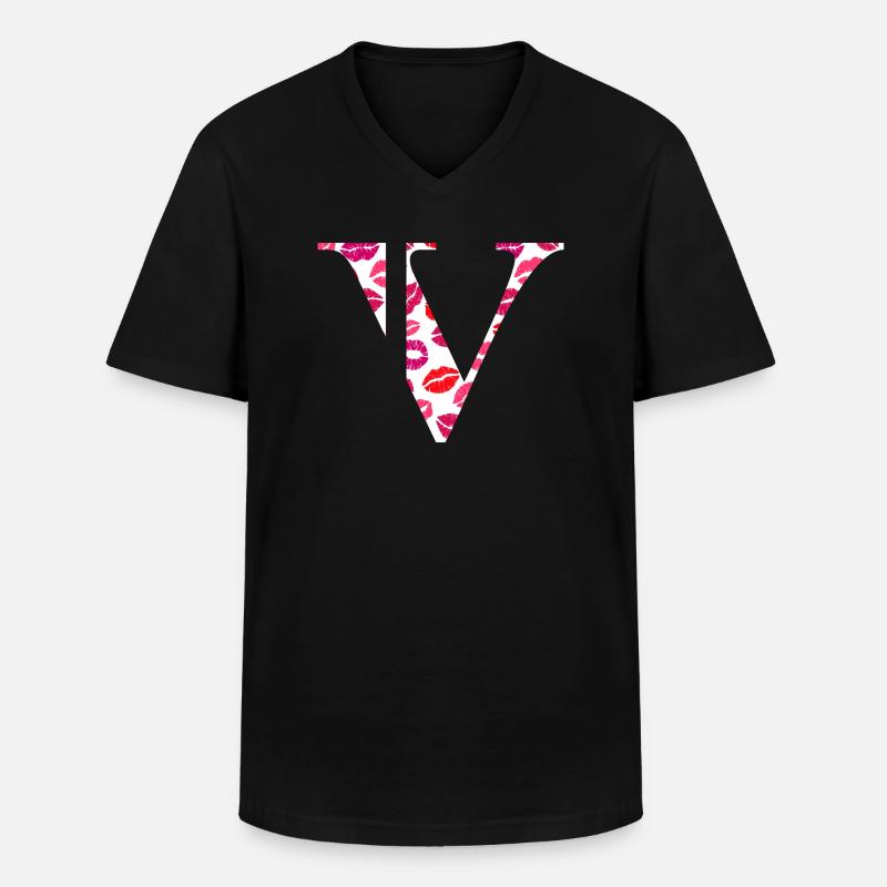 Buchstabe v Küsse - Männer-T-Shirt mit V-Ausschnitt - Schwarz