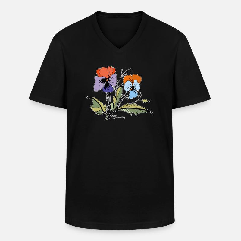 Flowers - Men's V-Neck T-Shirt - black