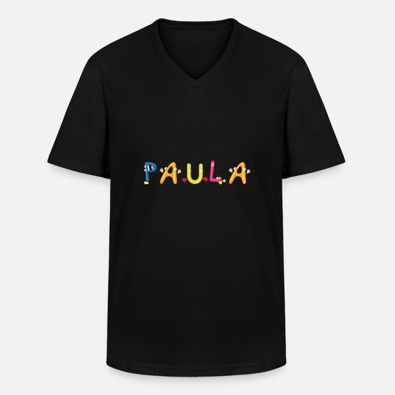 Paula - Männer-T-Shirt mit V-Ausschnitt - Schwarz