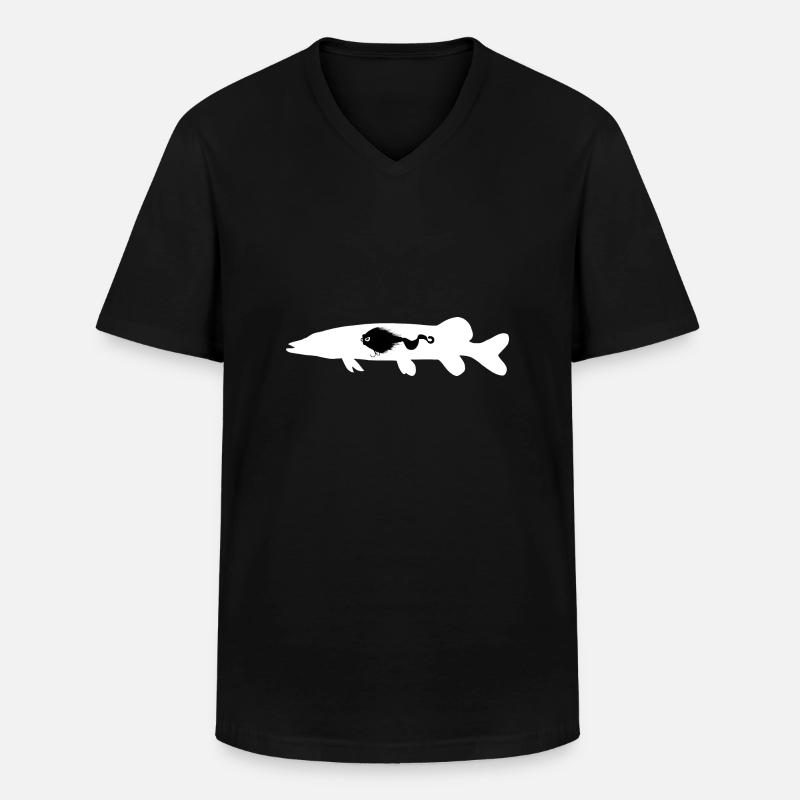 Hecht Mustache Rig - Männer-T-Shirt mit V-Ausschnitt - Schwarz