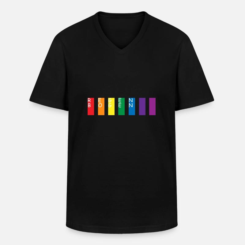 Regenbogen - Männer-T-Shirt mit V-Ausschnitt - Schwarz