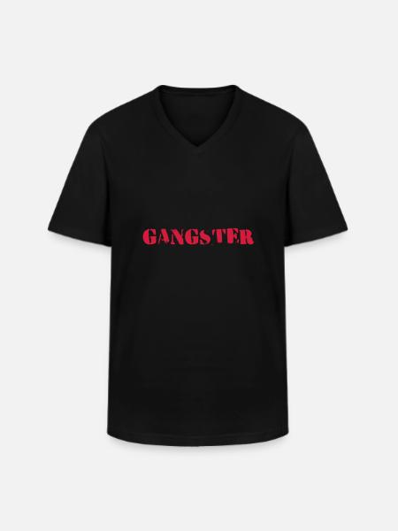 gangsters - T-shirt col V Homme - noir