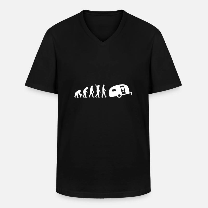 Camping Evolution - Männer-T-Shirt mit V-Ausschnitt - Schwarz