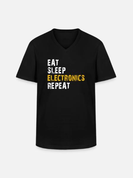 eat sleep electronics repeat - Men's V-Neck T-Shirt - black