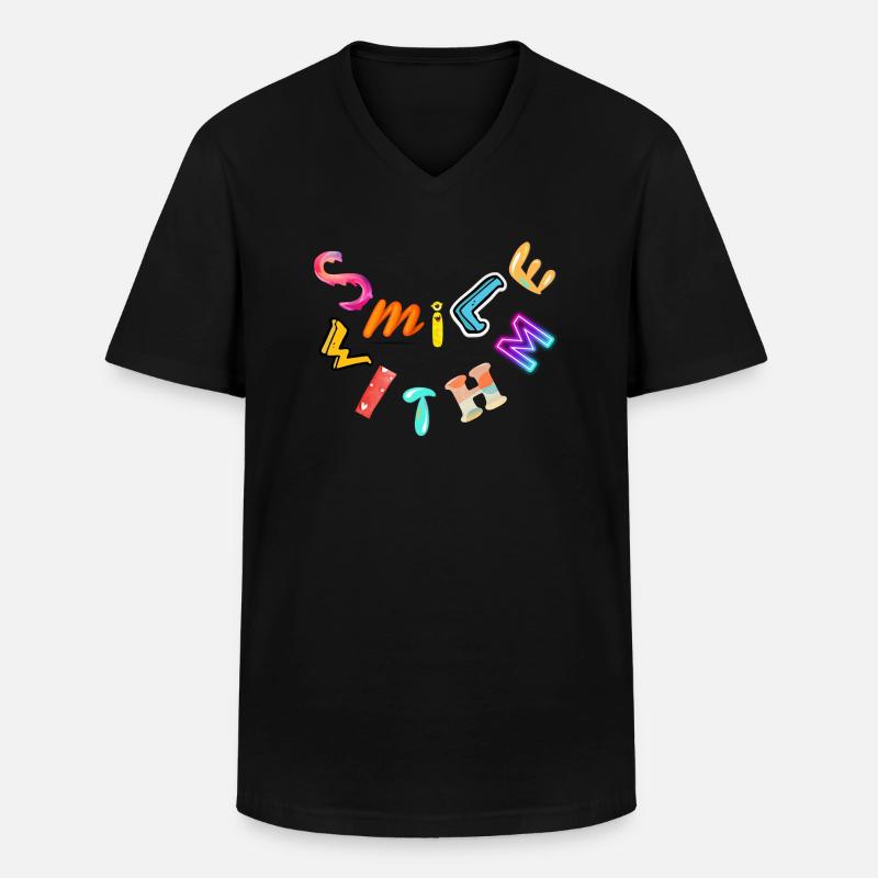 Smile with me - Männer-T-Shirt mit V-Ausschnitt - Schwarz