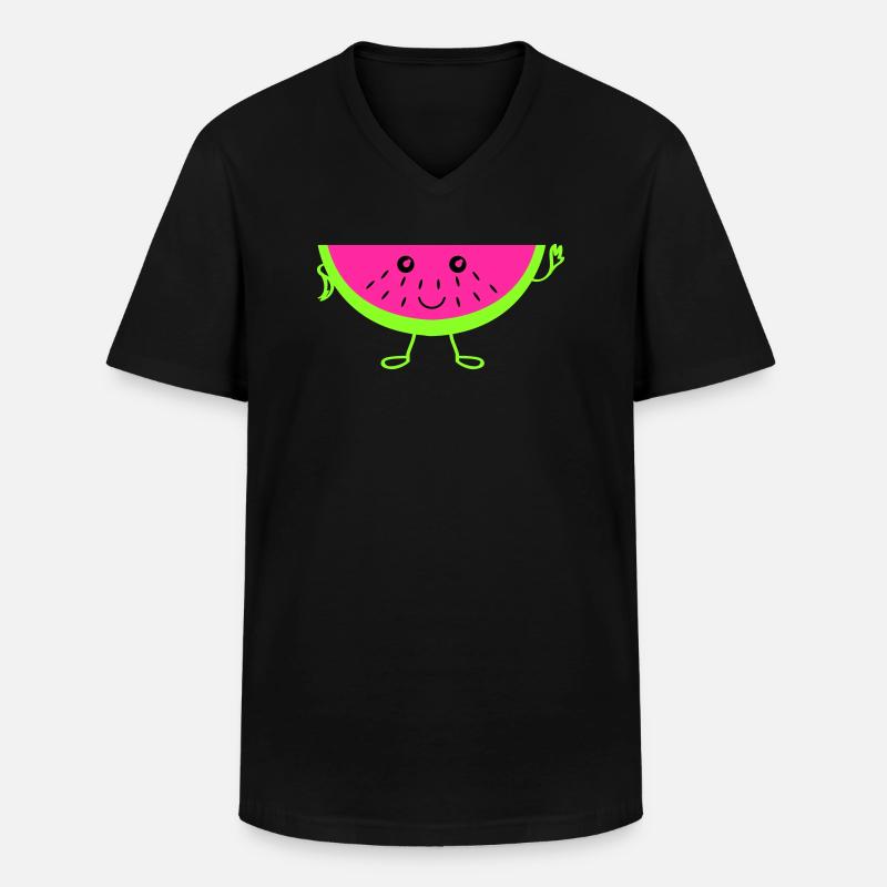 Melone - Männer-T-Shirt mit V-Ausschnitt - Schwarz