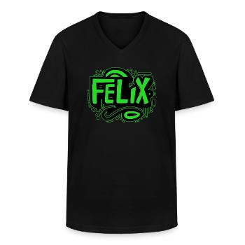 Felix Name Graffiti green - Men's V-Neck T-Shirt - black - Front - AI Model Male 178 dark (178cm)