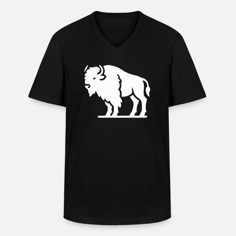 bison tier - Männer-T-Shirt mit V-Ausschnitt - Schwarz