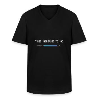 Fatigué augmenté à 100 - T-shirt col V Homme - noir - Devant - AI Model Male 178 dark (178cm)