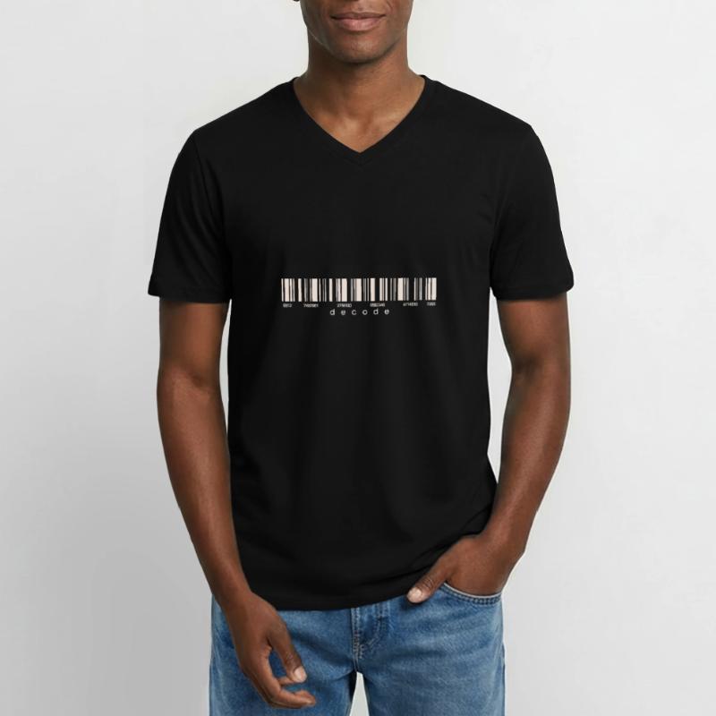 Code Strichcode Barcode Zahlen Einkauf Scan Männer-T-Shirt mit V-Ausschnitt