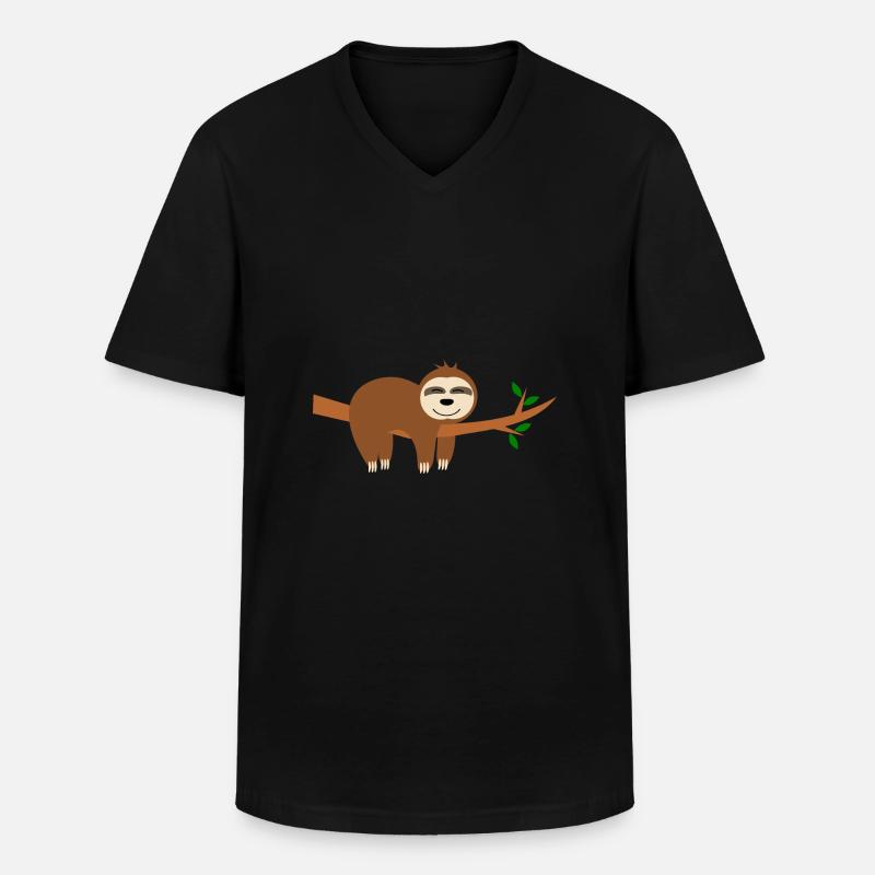 Faultier lustig - Männer-T-Shirt mit V-Ausschnitt - Schwarz
