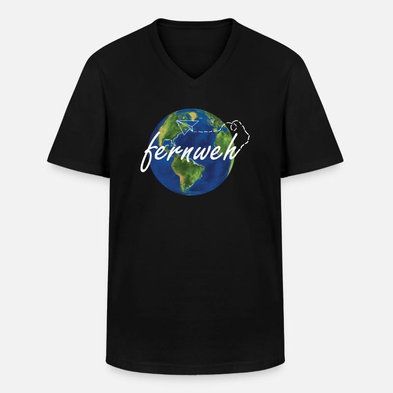 Fernweh - Männer-T-Shirt mit V-Ausschnitt - Schwarz