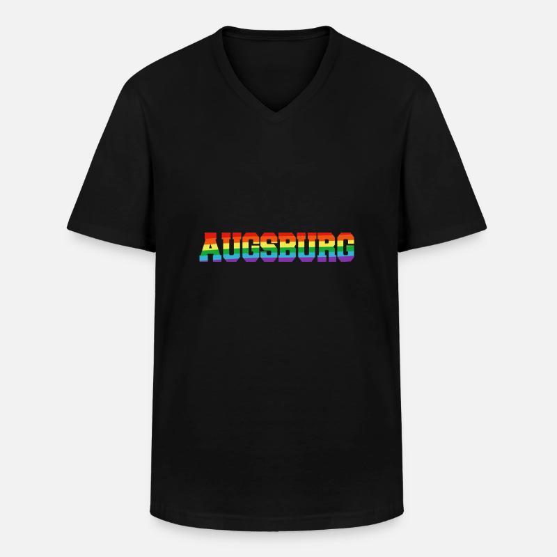 Augsburg Regenbogenfahne - Männer-T-Shirt mit V-Ausschnitt - Schwarz