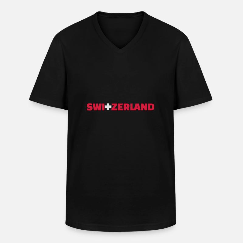 Schweiz - Männer-T-Shirt mit V-Ausschnitt - Schwarz