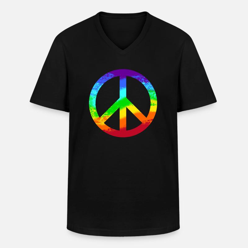 La pace firma il reggae pacifista della pace arcobaleno - Maglietta da uomo classica con scollo a V - nero
