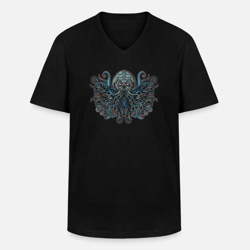 Cthulhu-Head - Männer-T-Shirt mit V-Ausschnitt - Schwarz