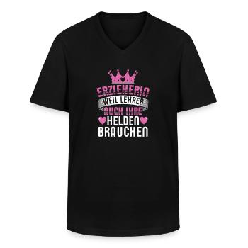 Erzieherin Spruch T-Shirts | Erzieher Geschenkidee - Männer-T-Shirt mit V-Ausschnitt - Schwarz - Vorne - AI Model Male 178 dark (178cm)