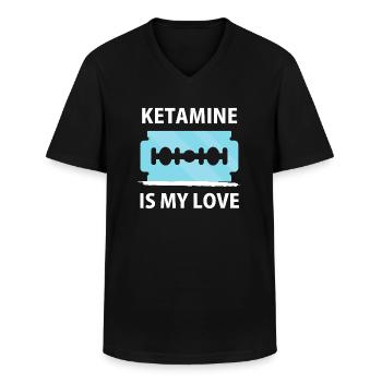 Ketamine drug | Keta anything else? Techno Gift Idea - Men's V-Neck T-Shirt - black - Front - AI Model Male 178 dark (178cm)