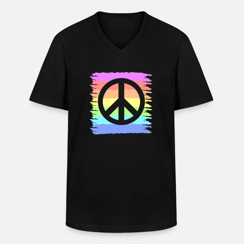 Hippie | Fredstecken Hippier älskar presentidéer - T-shirt med V-ringning herr - svart